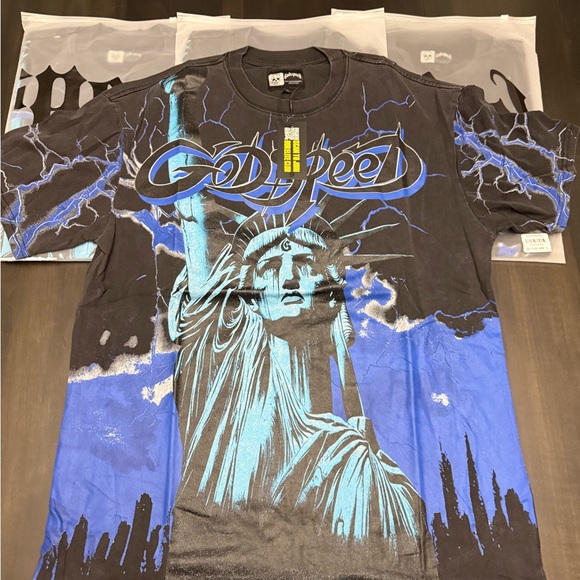 Men's Statue of Liberty Graphic Tee - Black and Blue - Picture 1 of 7